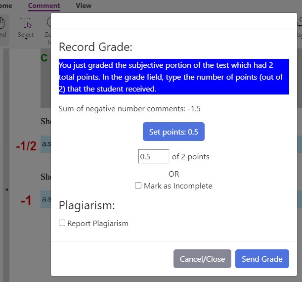 Auto Set Points for partially computer graded tests.